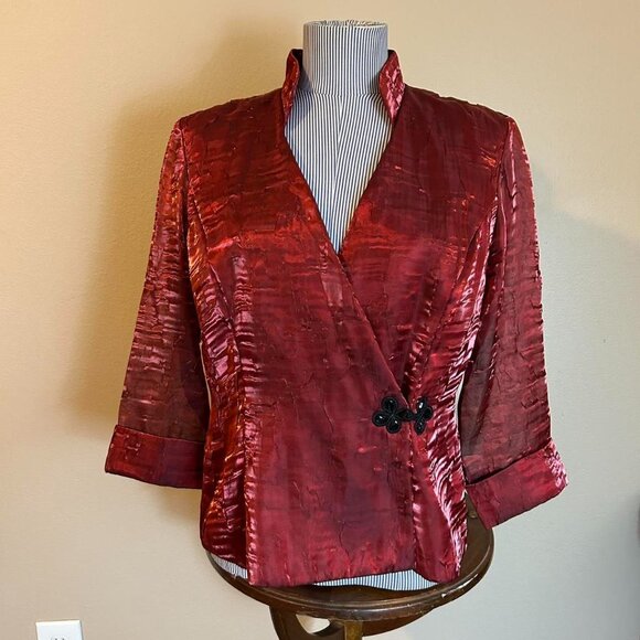 Vintage Alexandra Evenings Wear Burgundy Red Shimmery Sheer Large Top Gothic - Picture 1 of 8